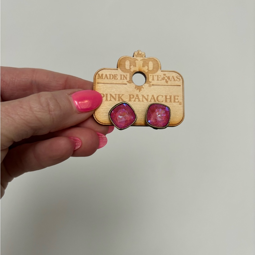Pink large stud earrings by Pink Panache